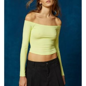 NWOT Urban Outfitters BDG Alex Off The Shoulder Top in Lime